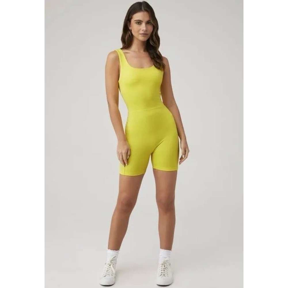 $110 NWT Year of Ours Track Romper Yellow Lemon S Pilates Spin Soul Cycle GYM